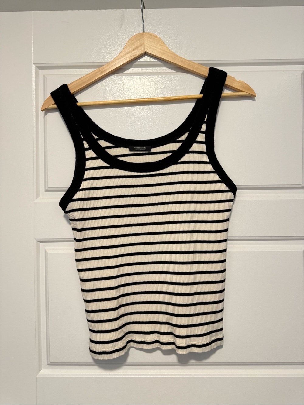 Massimo Dutti Black & White Striped Ribbed Tank